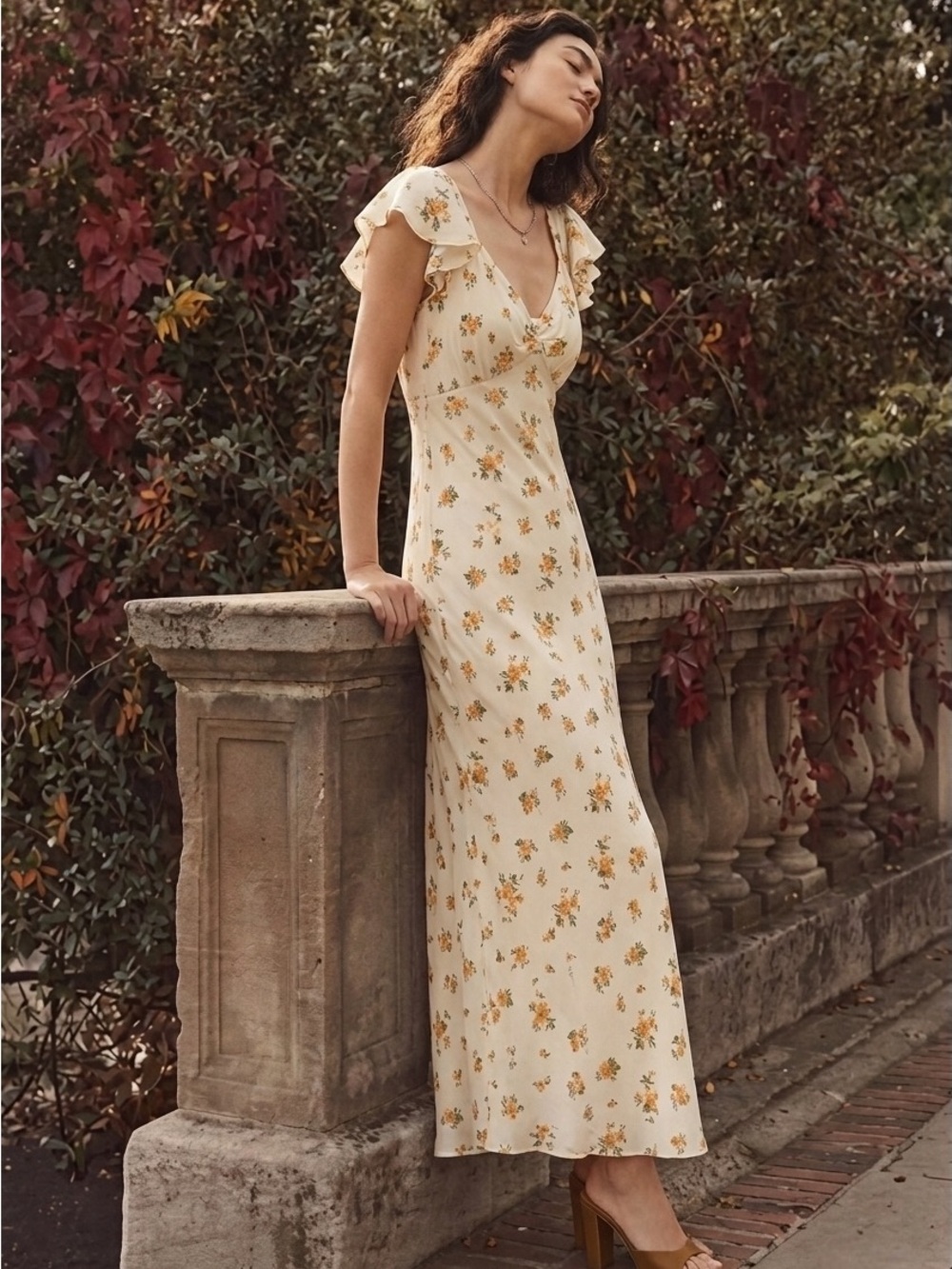 NWT Reformation Lisola Maxi Floral Dress in Sz S Nicola Cream